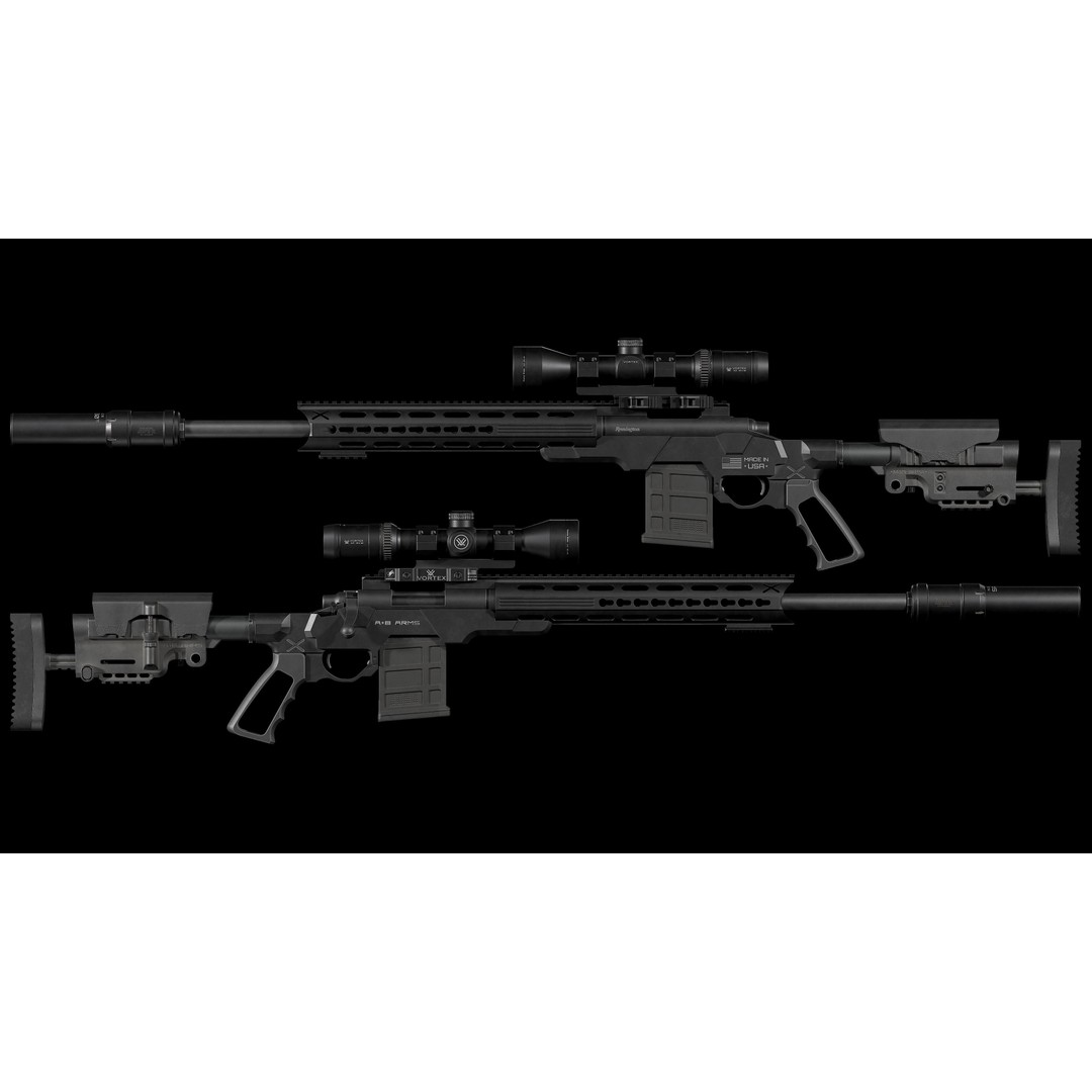Remington M700 Tactical Sniper Rifle 3D Model – Low-Poly Game Asset, FBX - View 3