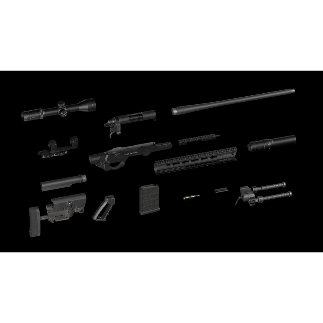 Remington M700 Tactical Sniper Rifle 3D Model – Low-Poly Game Asset, FBX - View 30