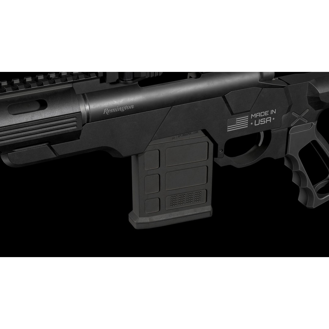 Remington M700 Tactical Sniper Rifle 3D Model – Low-Poly Game Asset, FBX - View 38