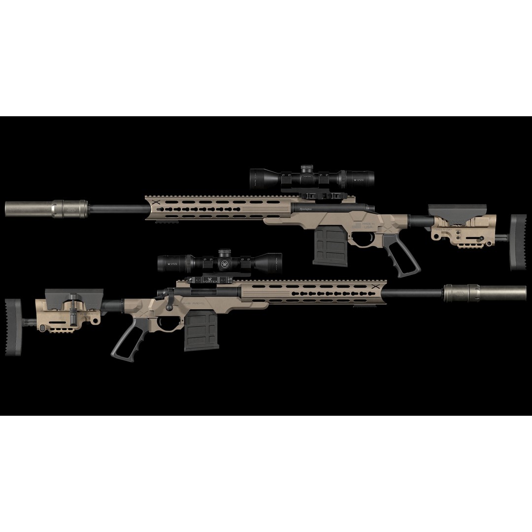Remington M700 Tactical Sniper Rifle 3D Model – Low-Poly Game Asset, FBX - View 4