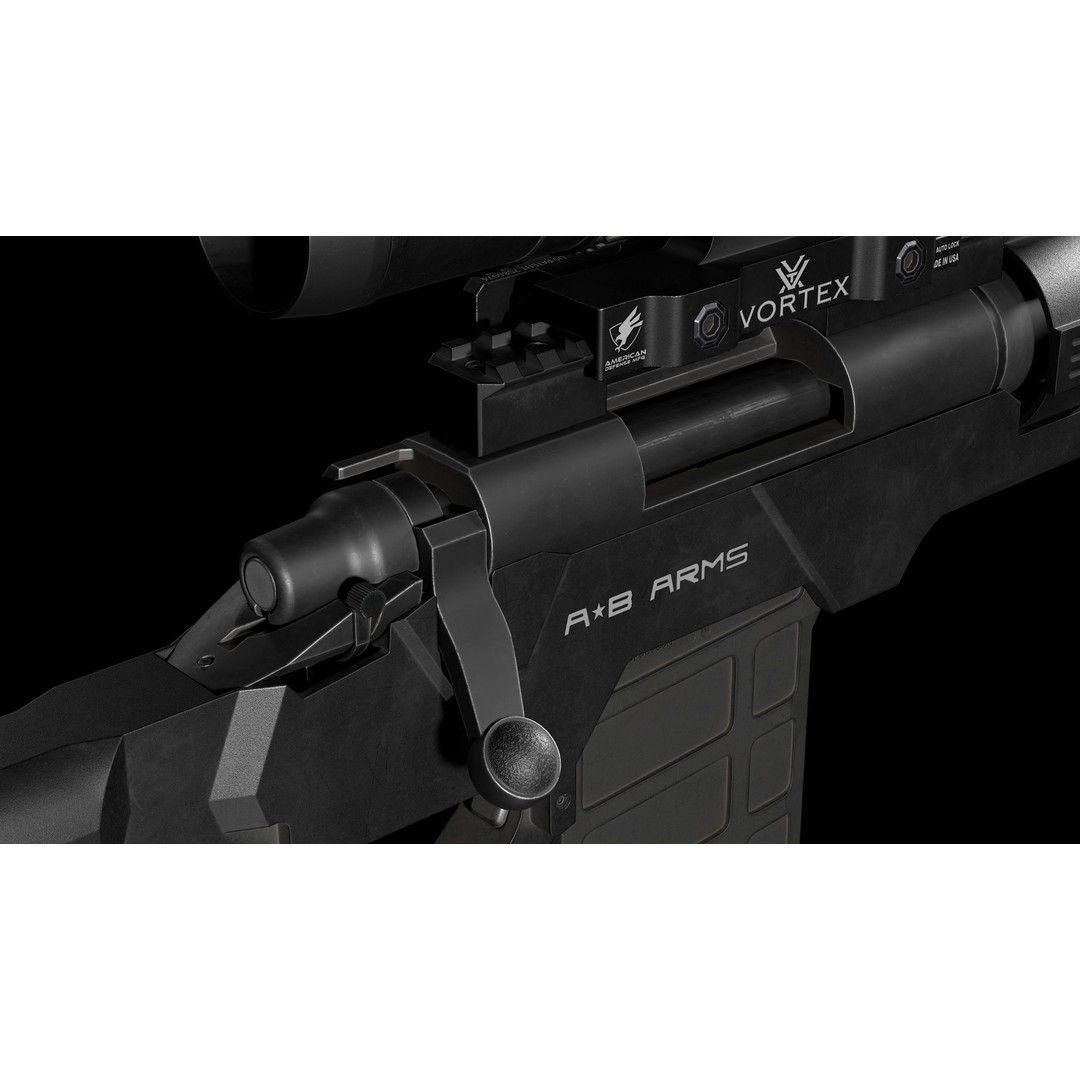 Remington M700 Tactical Sniper Rifle 3D Model – Low-Poly Game Asset, FBX - View 44