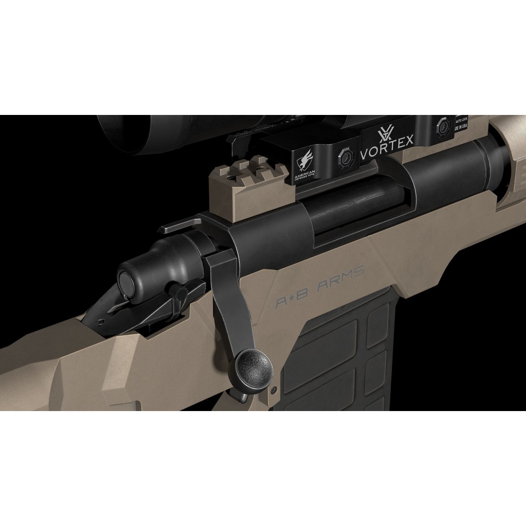 Remington M700 Tactical Sniper Rifle 3D Model – Low-Poly Game Asset, FBX - View 45