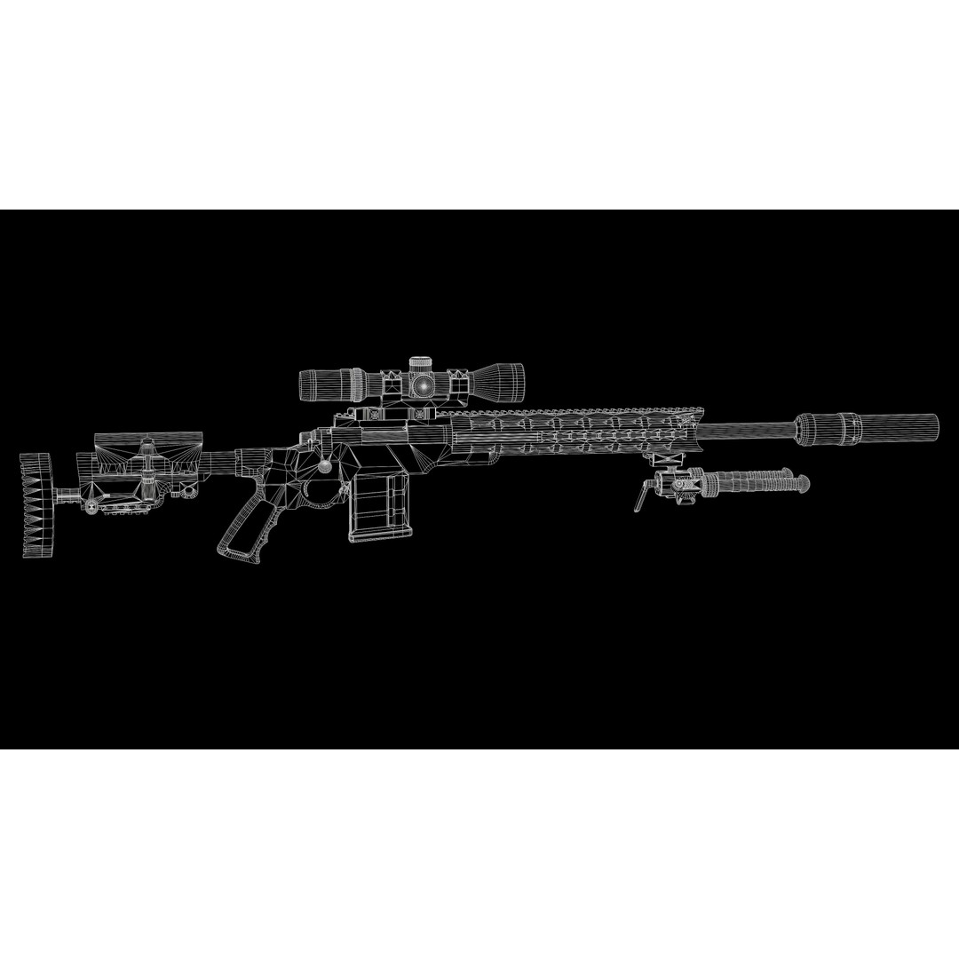 Remington M700 Tactical Sniper Rifle 3D Model – Low-Poly Game Asset, FBX - View 52