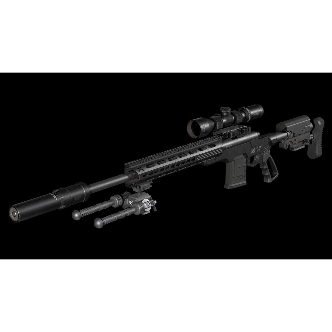 Remington M700 Tactical Sniper Rifle 3D Model – Low-Poly Game Asset, FBX - View 7