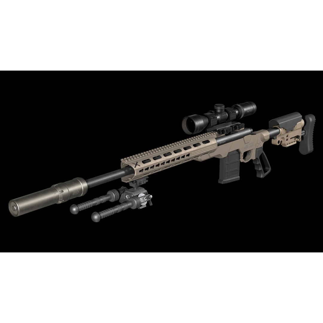 Remington M700 Tactical Sniper Rifle 3D Model – Low-Poly Game Asset, FBX - View 8