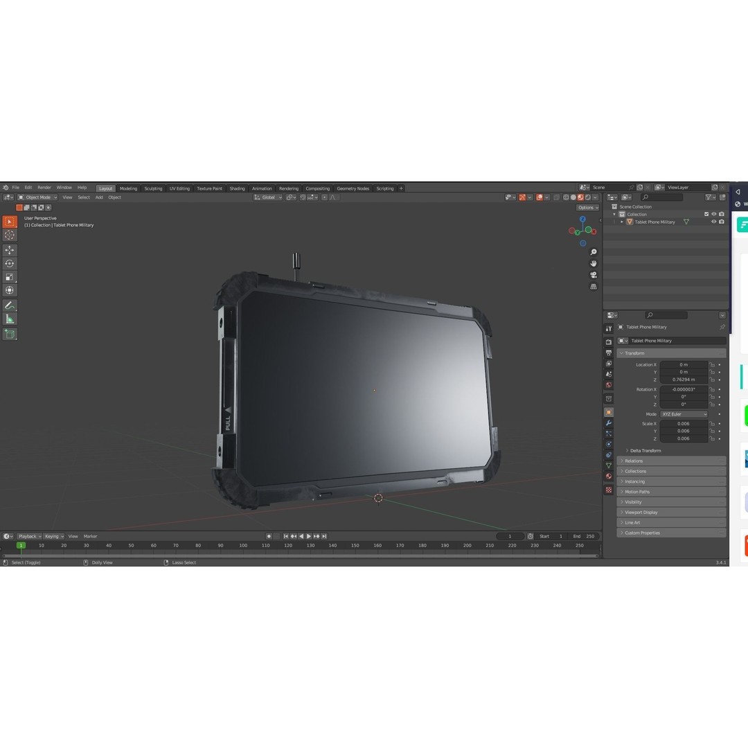 Military Tablet Phone 3D Model – Low Poly Game Asset, PBR Textures - View 14