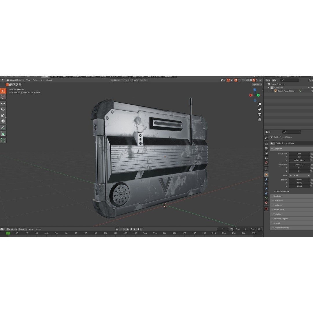 Military Tablet Phone 3D Model – Low Poly Game Asset, PBR Textures - View 15