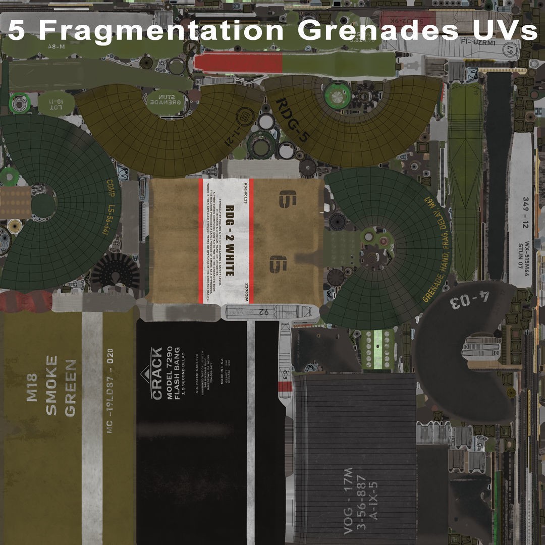 Fragmentation Grenades 3D Model – Low Poly PBR Game Asset, FBX