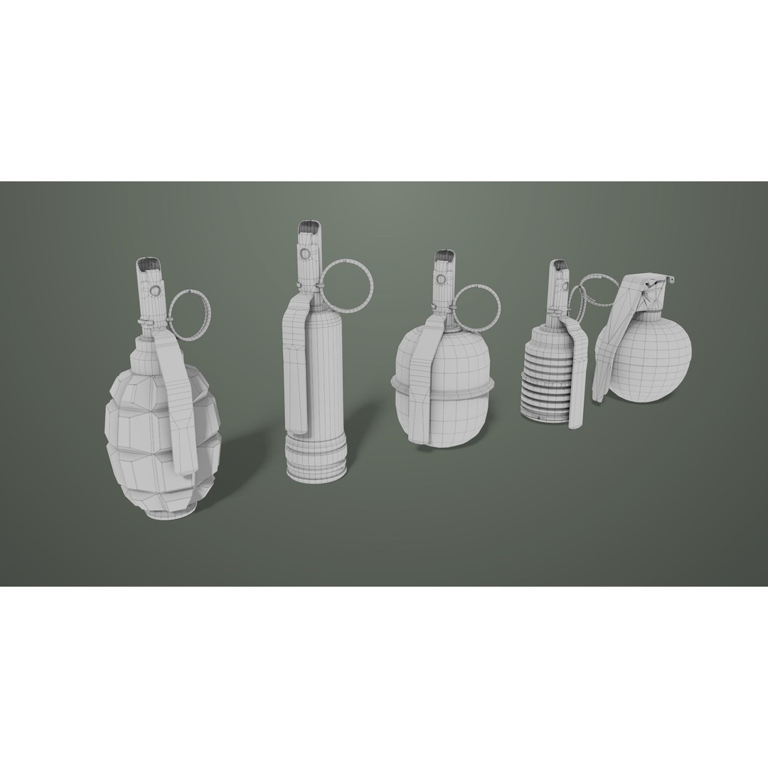 Fragmentation Grenades 3D Model – Low Poly PBR Game Asset, FBX - View 30