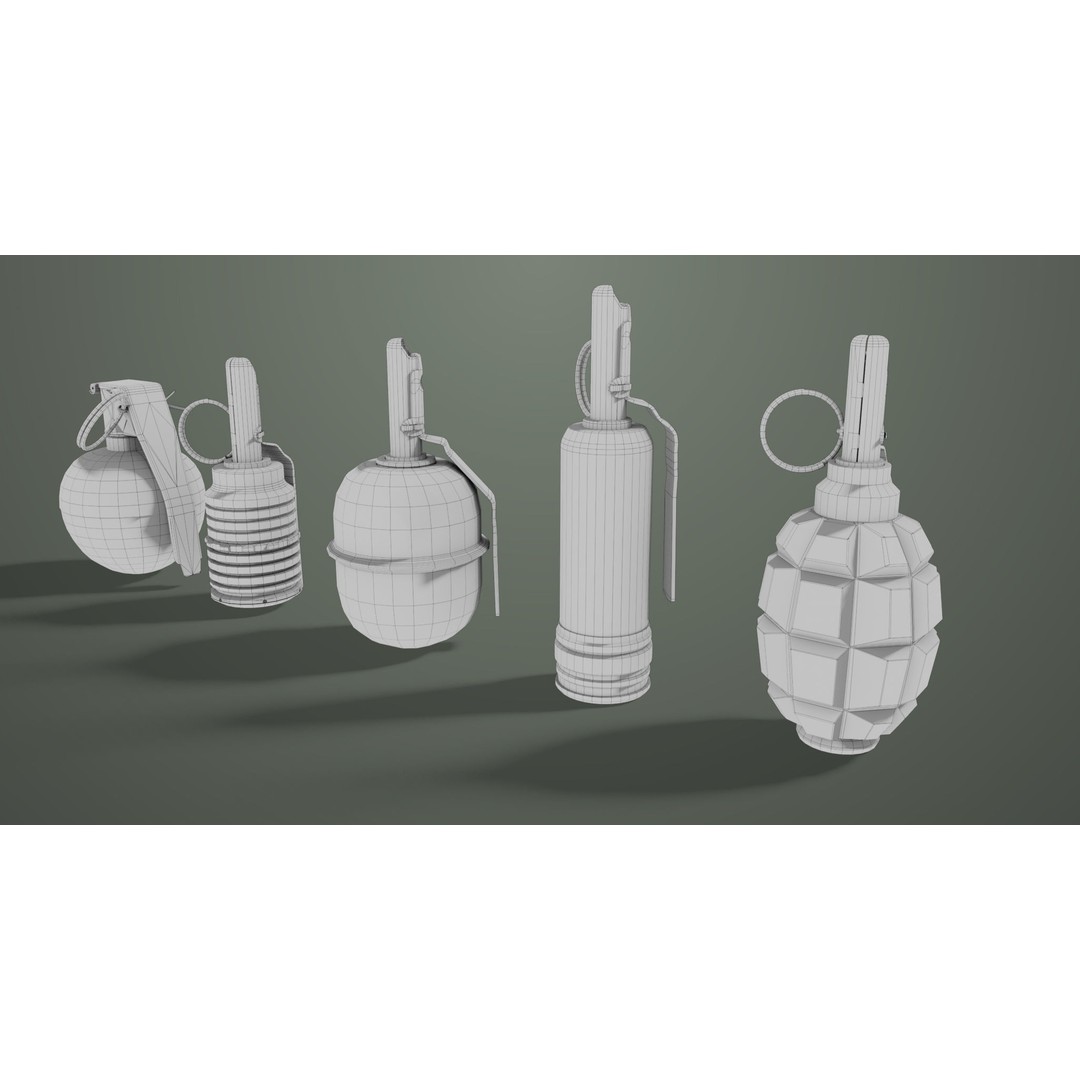 Fragmentation Grenades 3D Model – Low Poly PBR Game Asset, FBX - View 31