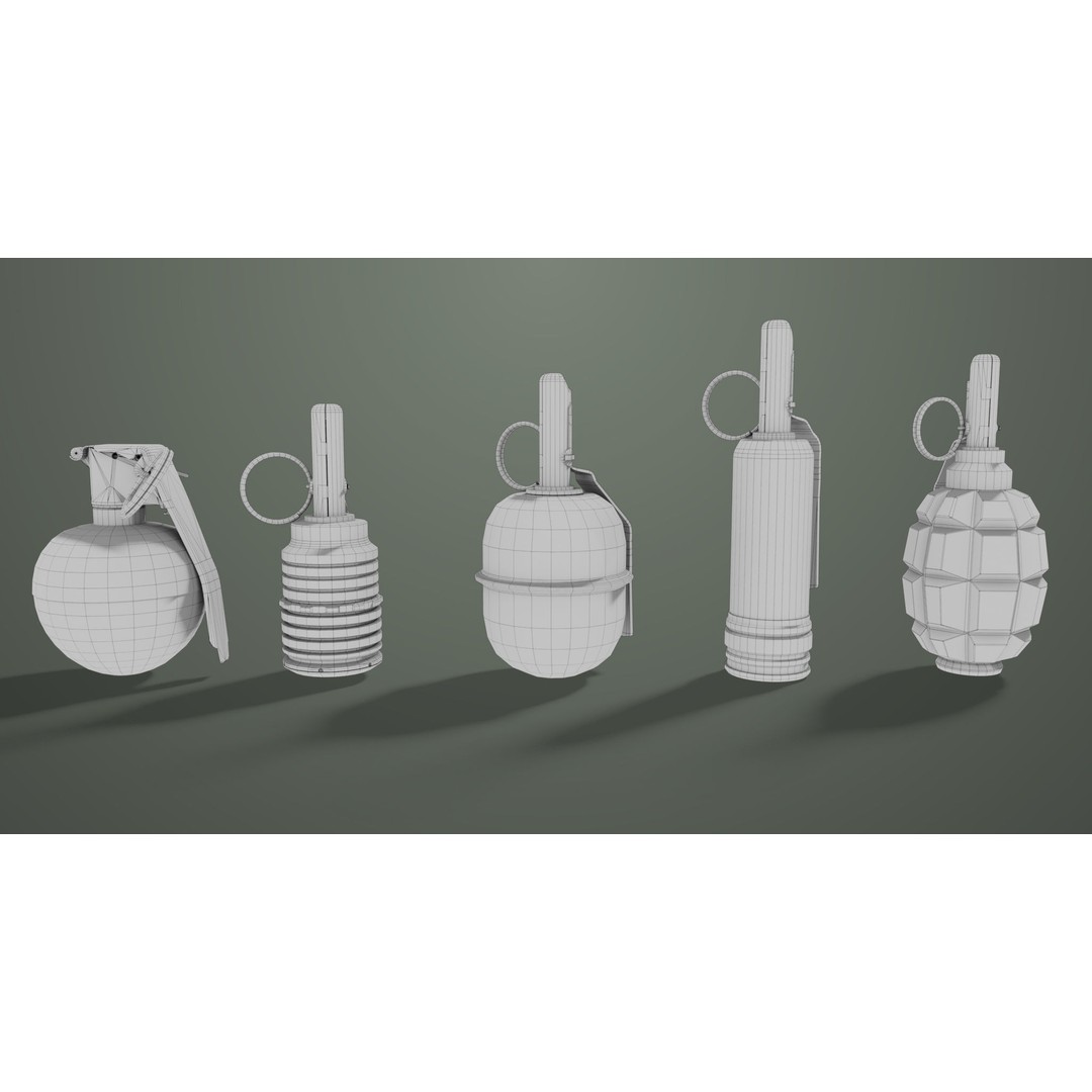 Fragmentation Grenades 3D Model – Low Poly PBR Game Asset, FBX - View 32