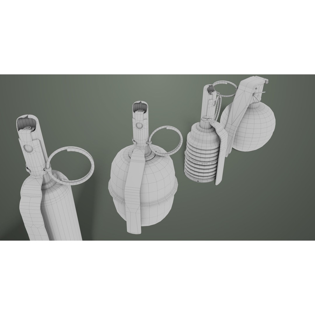 Fragmentation Grenades 3D Model – Low Poly PBR Game Asset, FBX - View 35