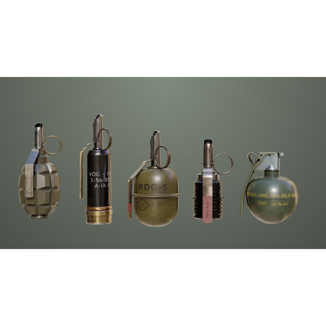 Fragmentation Grenades 3D Model – Low Poly PBR Game Asset, FBX - View 5