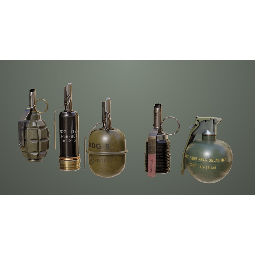 Fragmentation Grenades 3D Model – Low Poly PBR Game Asset, FBX - View 6