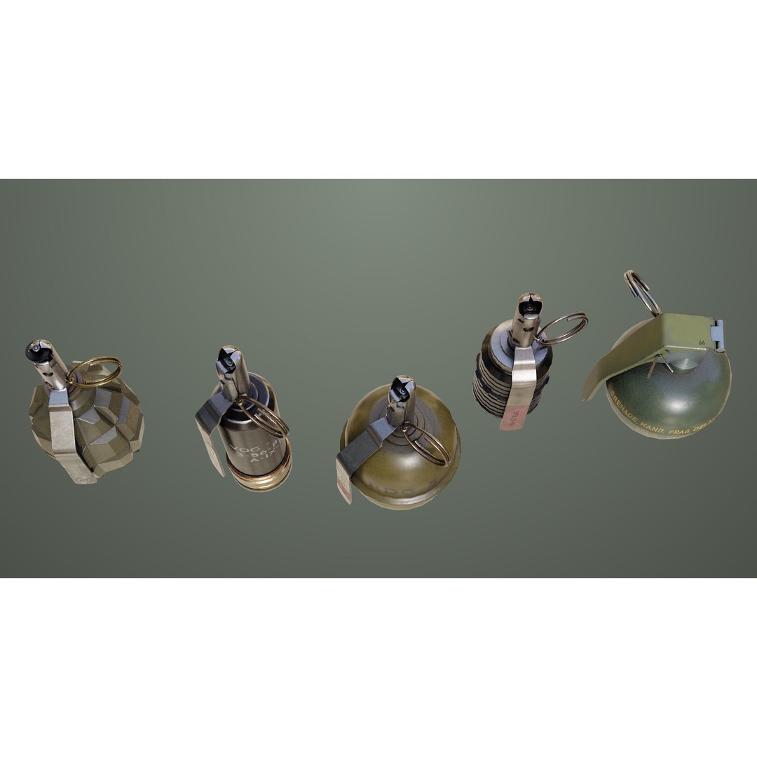 Fragmentation Grenades 3D Model – Low Poly PBR Game Asset, FBX - View 7