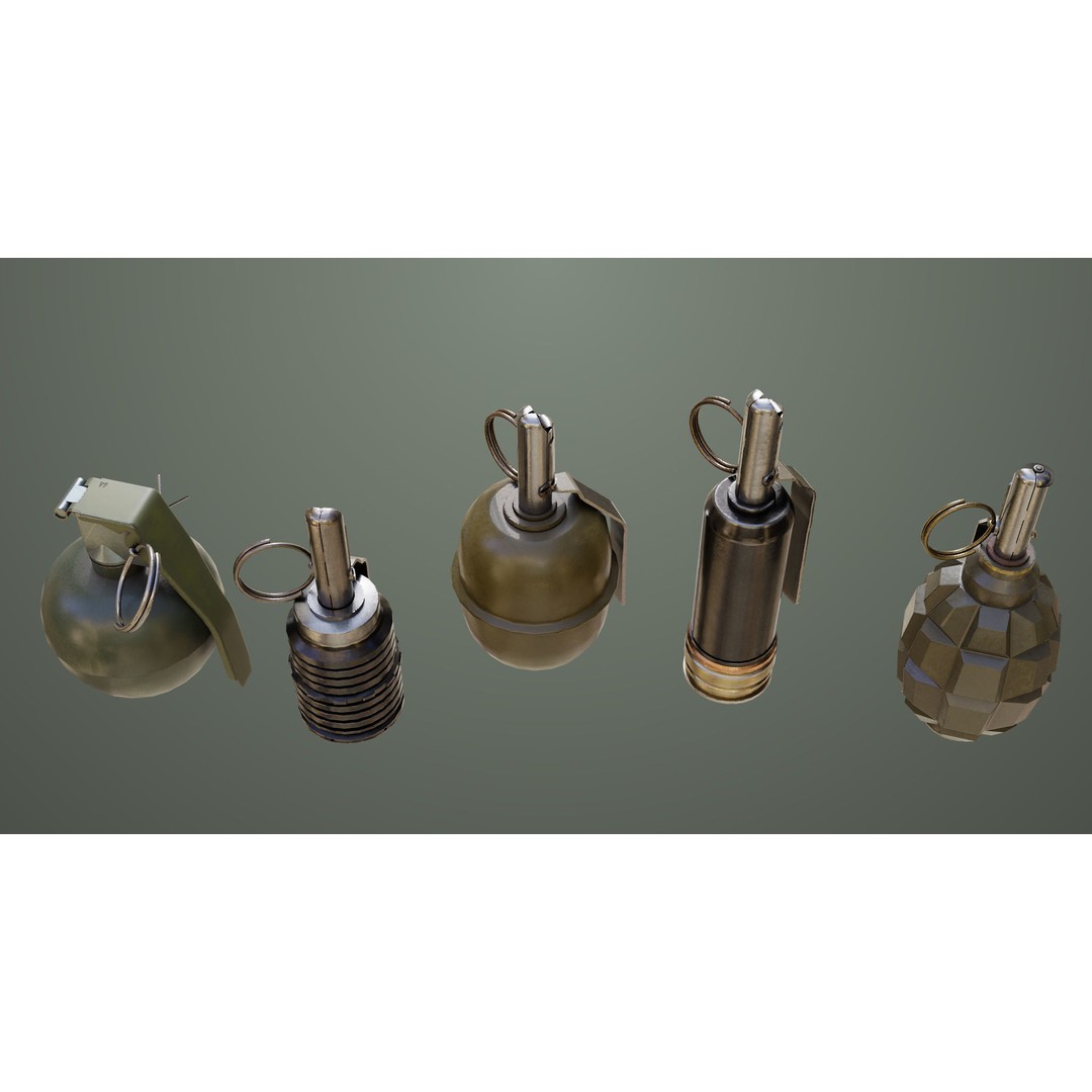 Fragmentation Grenades 3D Model – Low Poly PBR Game Asset, FBX - View 8