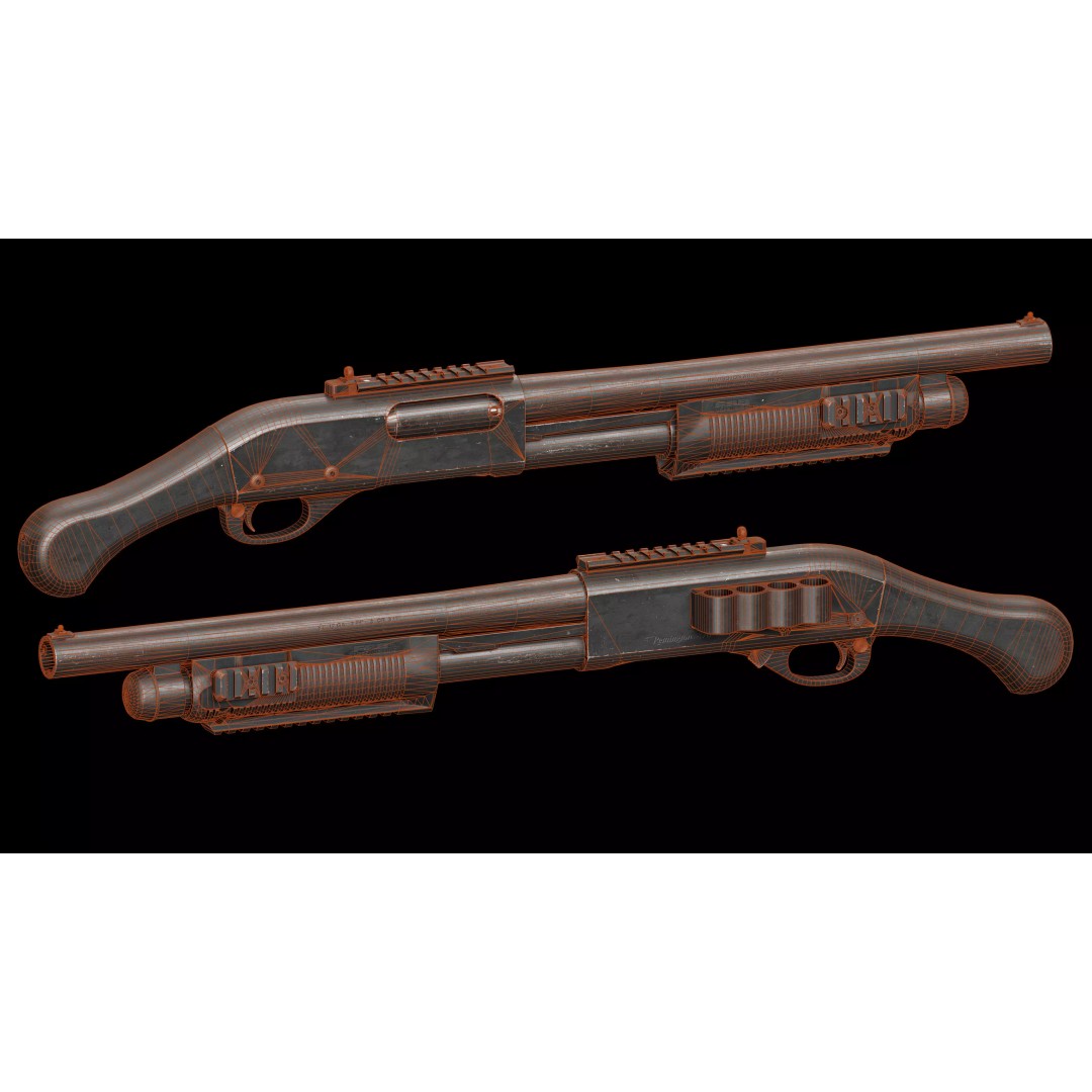Remington 870 Shotgun 3D Model – Low Poly Tactical Game Asset, FBX