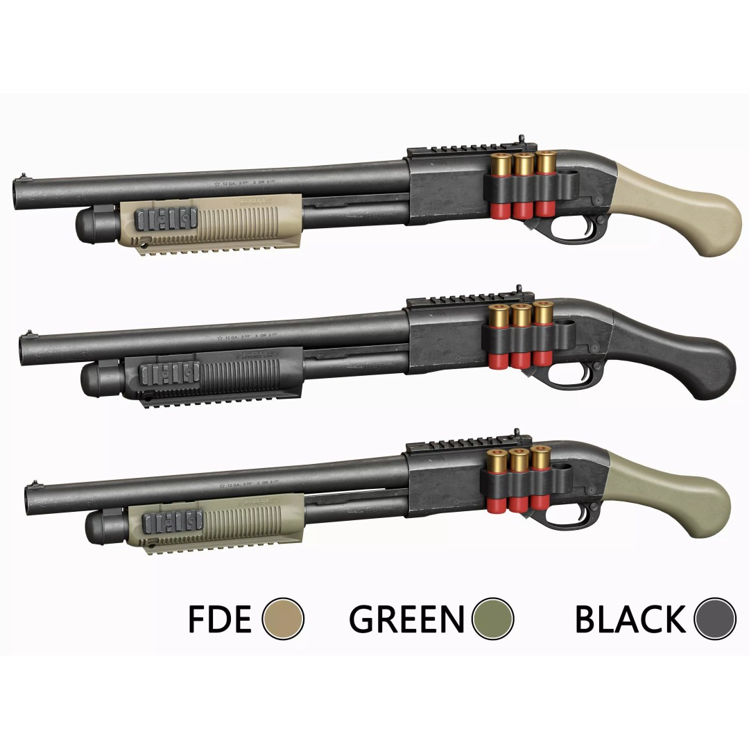 Remington 870 Shotgun 3D Model – Low Poly Tactical Game Asset, FBX - View 2