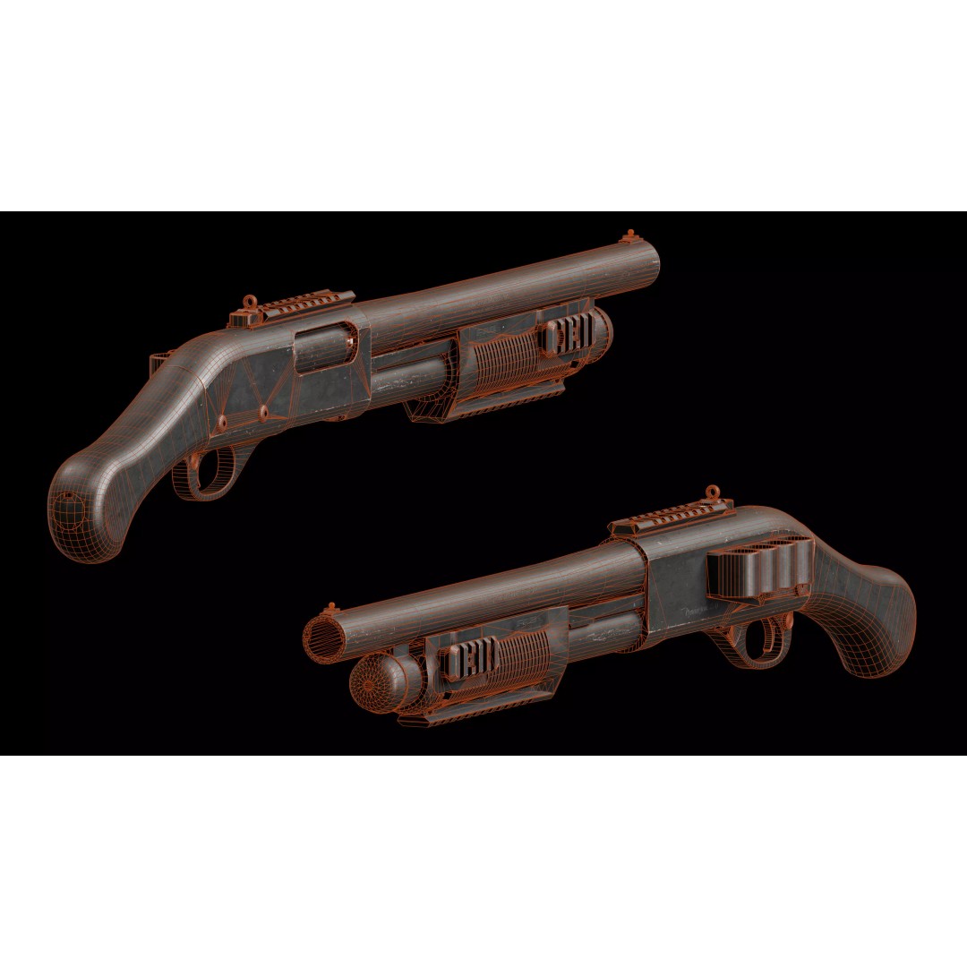 Remington 870 Shotgun 3D Model – Low Poly Tactical Game Asset, FBX - View 20