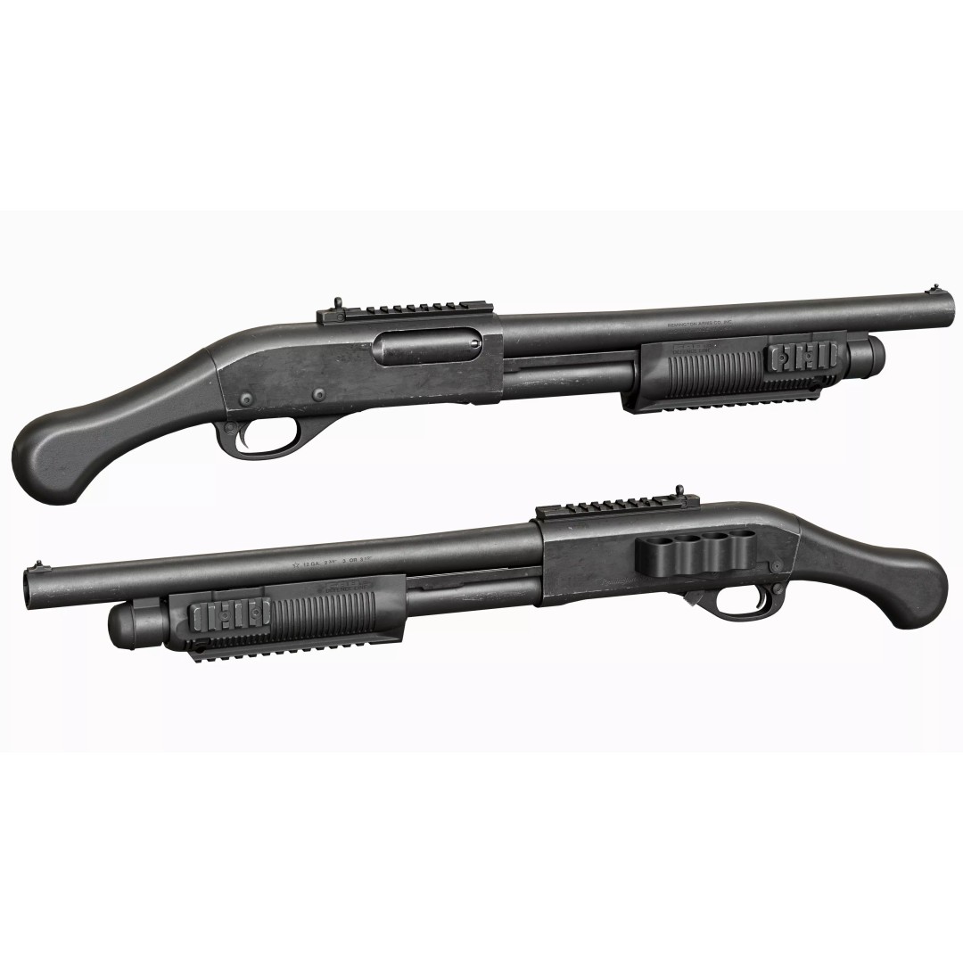 Remington 870 Shotgun 3D Model – Low Poly Tactical Game Asset, FBX - View 3