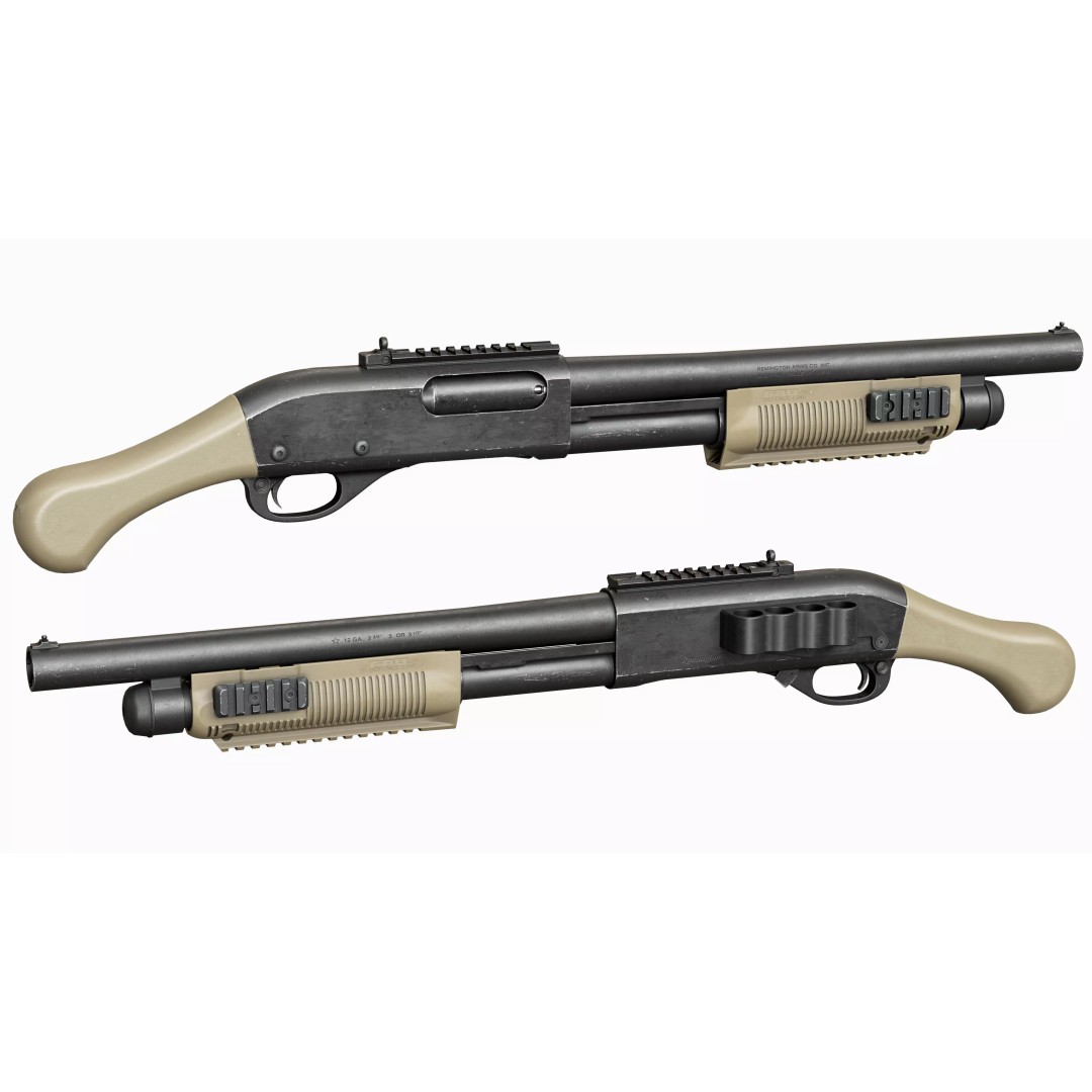 Remington 870 Shotgun 3D Model – Low Poly Tactical Game Asset, FBX - View 5
