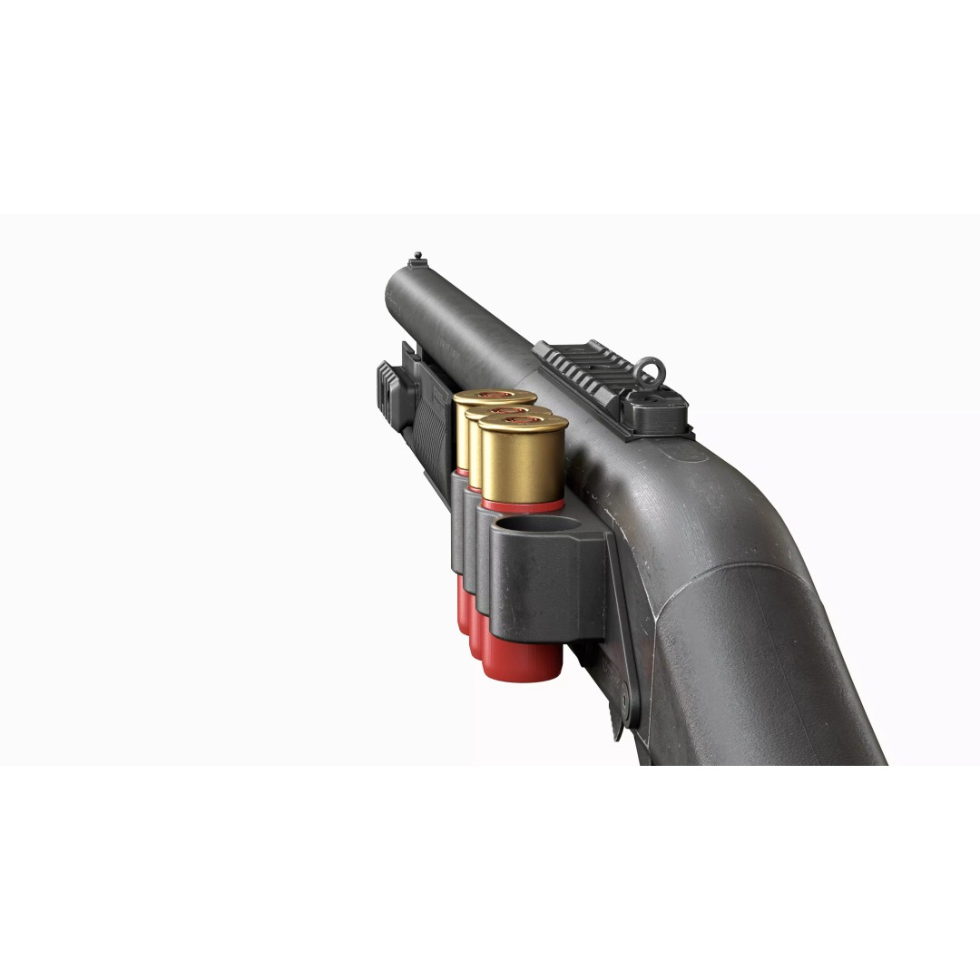 Remington 870 Shotgun 3D Model – Low Poly Tactical Game Asset, FBX - View 8