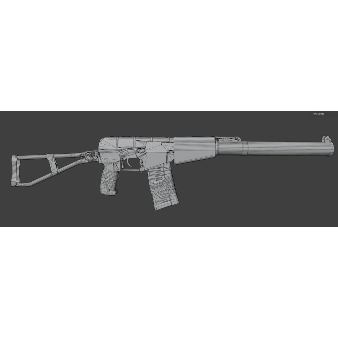 AS VAL 3D Model – Low Poly Game Ready Rifle with PBR Textures - View 10