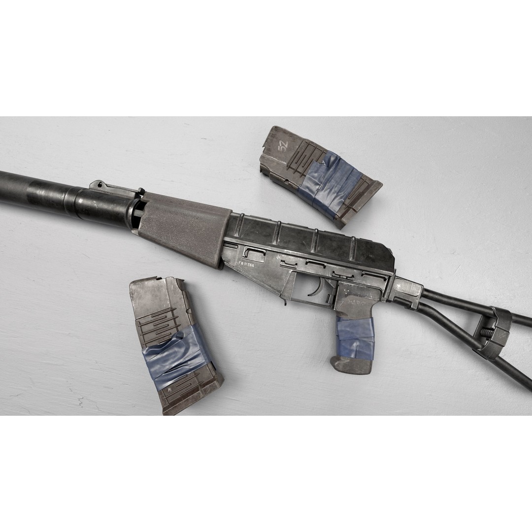 AS VAL 3D Model – Low Poly Game Ready Rifle with PBR Textures - View 3