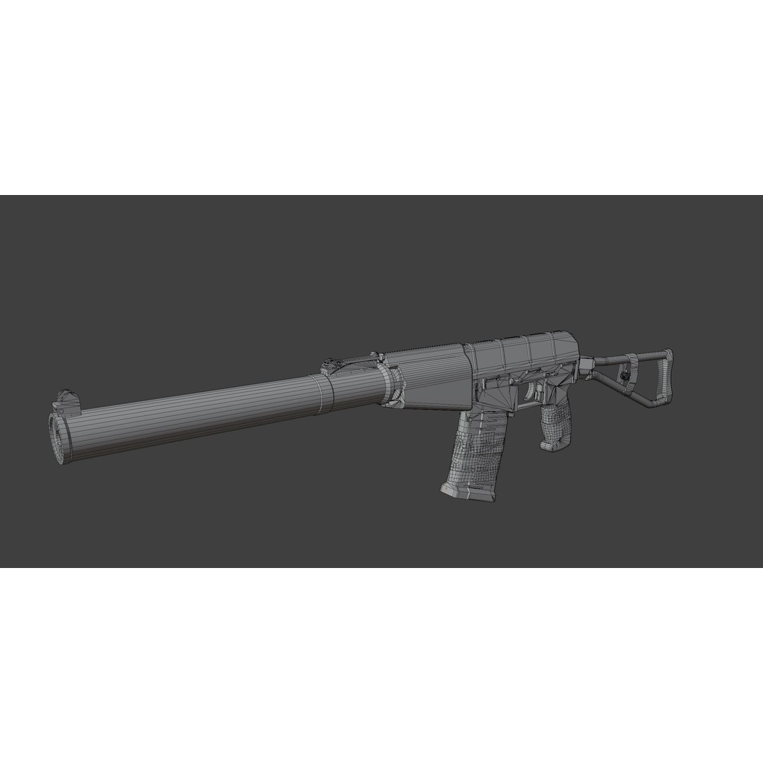 AS VAL 3D Model – Low Poly Game Ready Rifle with PBR Textures - View 9