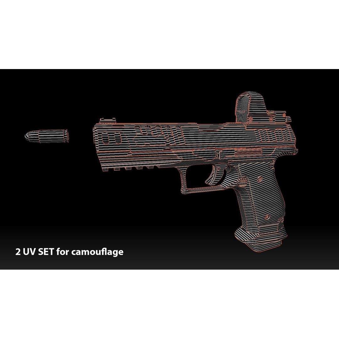 Walther PPQ 3D Model – Low Poly Game-Ready Pistol, FBX, OBJ