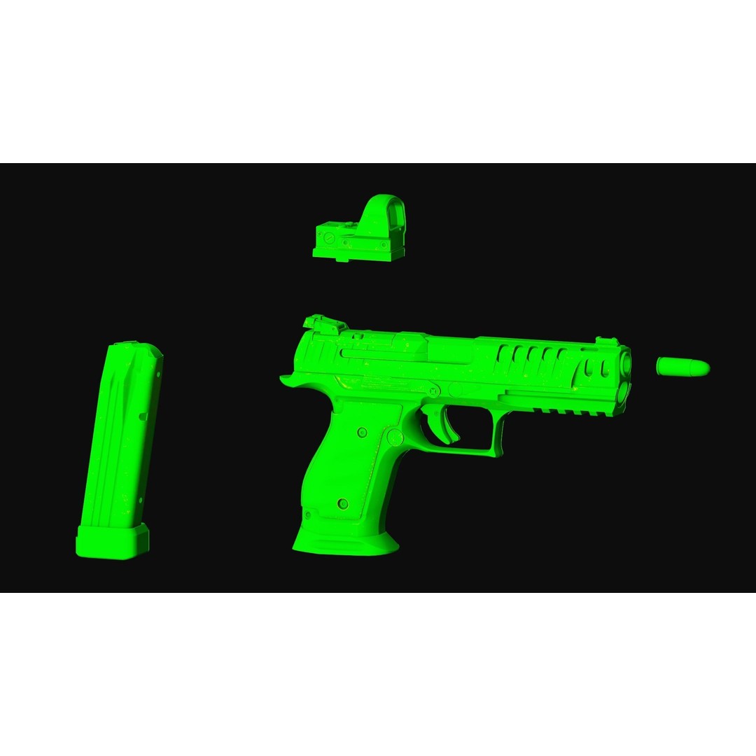 Walther PPQ 3D Model – Low Poly Game-Ready Pistol, FBX, OBJ - View 13