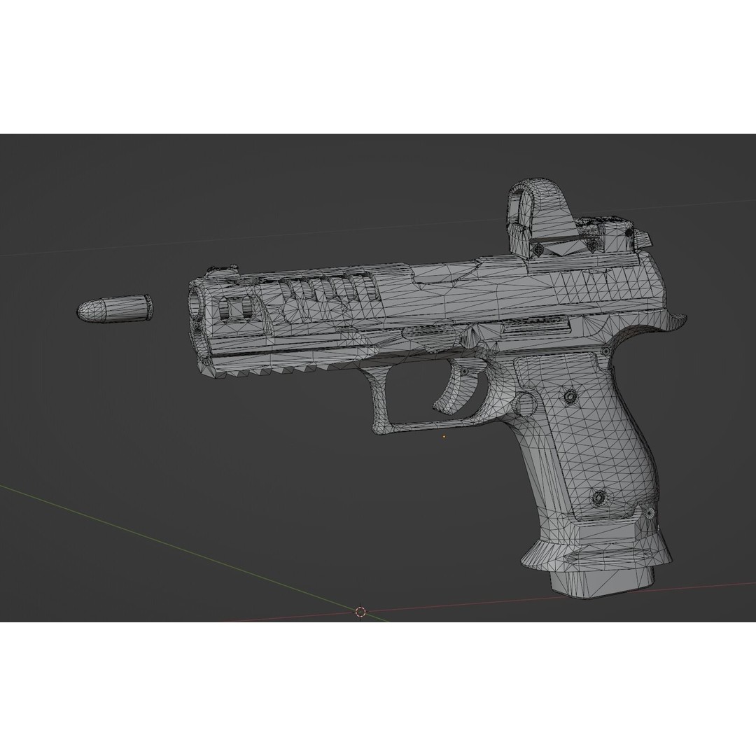Walther PPQ 3D Model – Low Poly Game-Ready Pistol, FBX, OBJ - View 15