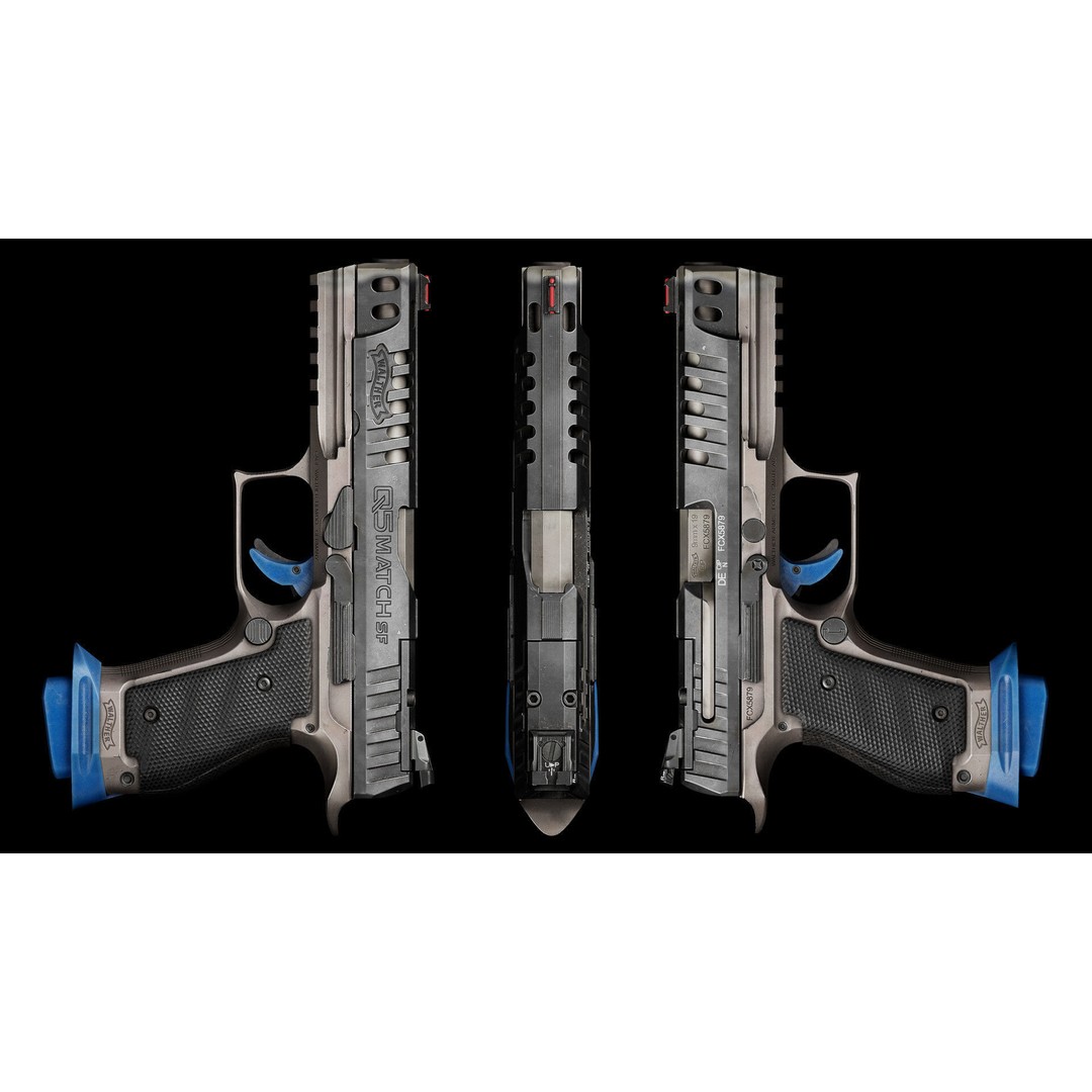 Walther PPQ 3D Model – Low Poly Game-Ready Pistol, FBX, OBJ - View 7