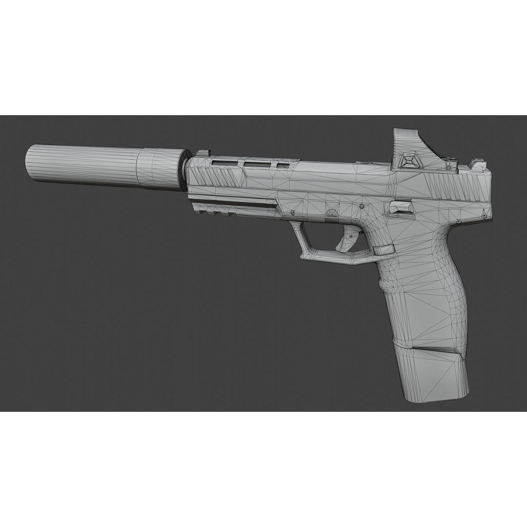 PSA Rock 57 3D Model – Low Poly Rigged Handgun with PBR Textures