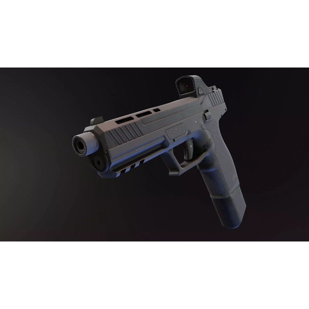 PSA Rock 57 3D Model – Low Poly Rigged Handgun with PBR Textures - View 2