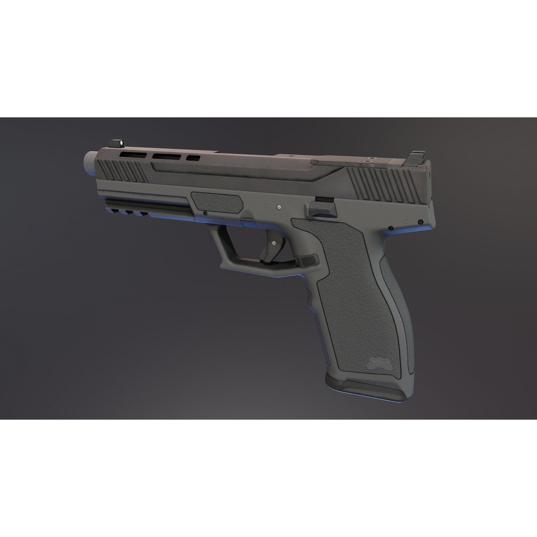 PSA Rock 57 3D Model – Low Poly Rigged Handgun with PBR Textures - View 3