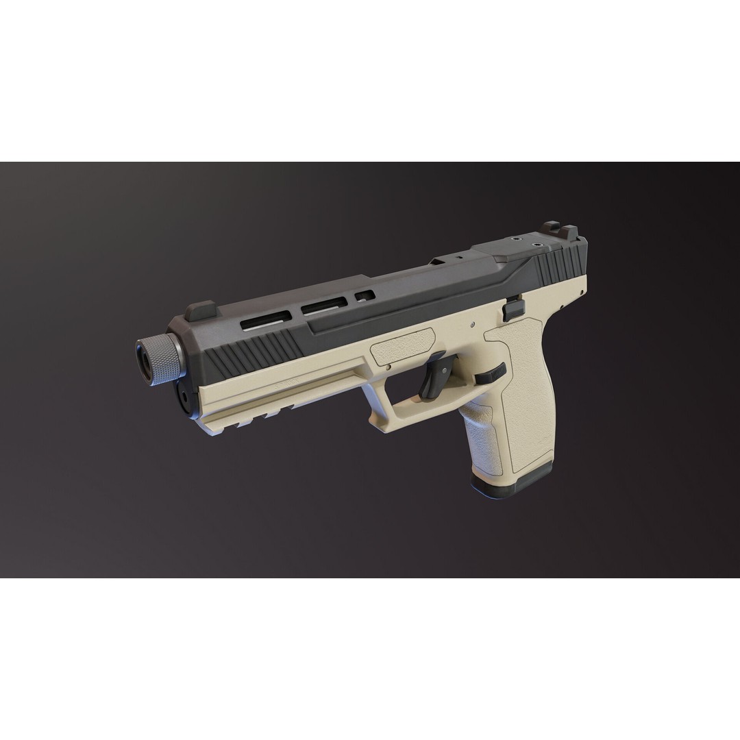 PSA Rock 57 3D Model – Low Poly Rigged Handgun with PBR Textures - View 4