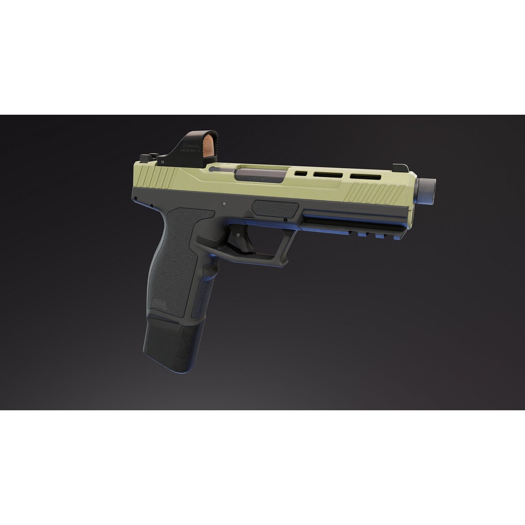 PSA Rock 57 3D Model – Low Poly Rigged Handgun with PBR Textures - View 5
