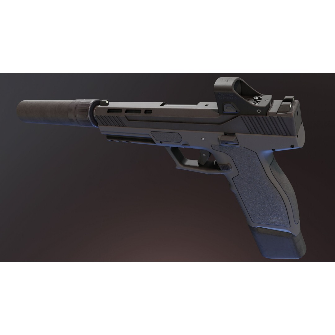 PSA Rock 57 3D Model – Low Poly Rigged Handgun with PBR Textures - View 7
