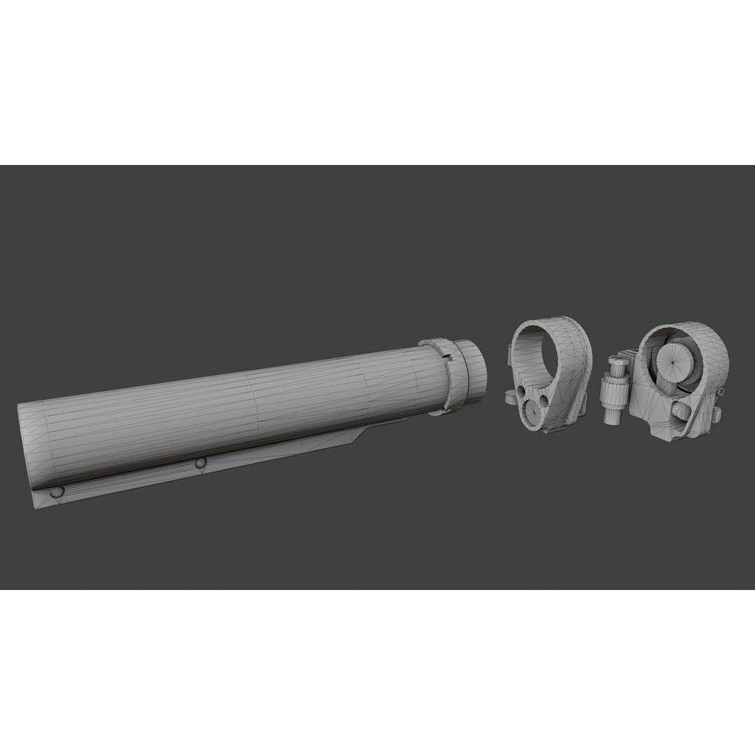 LT Folding Stock Adapter 3D Model – Low Poly PBR Game Asset, FBX