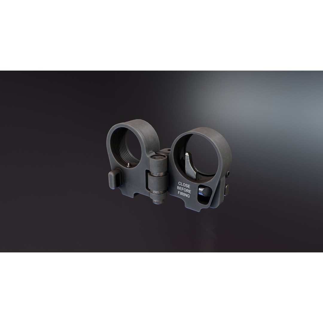 LT Folding Stock Adapter 3D Model – Low Poly PBR Game Asset, FBX - View 3