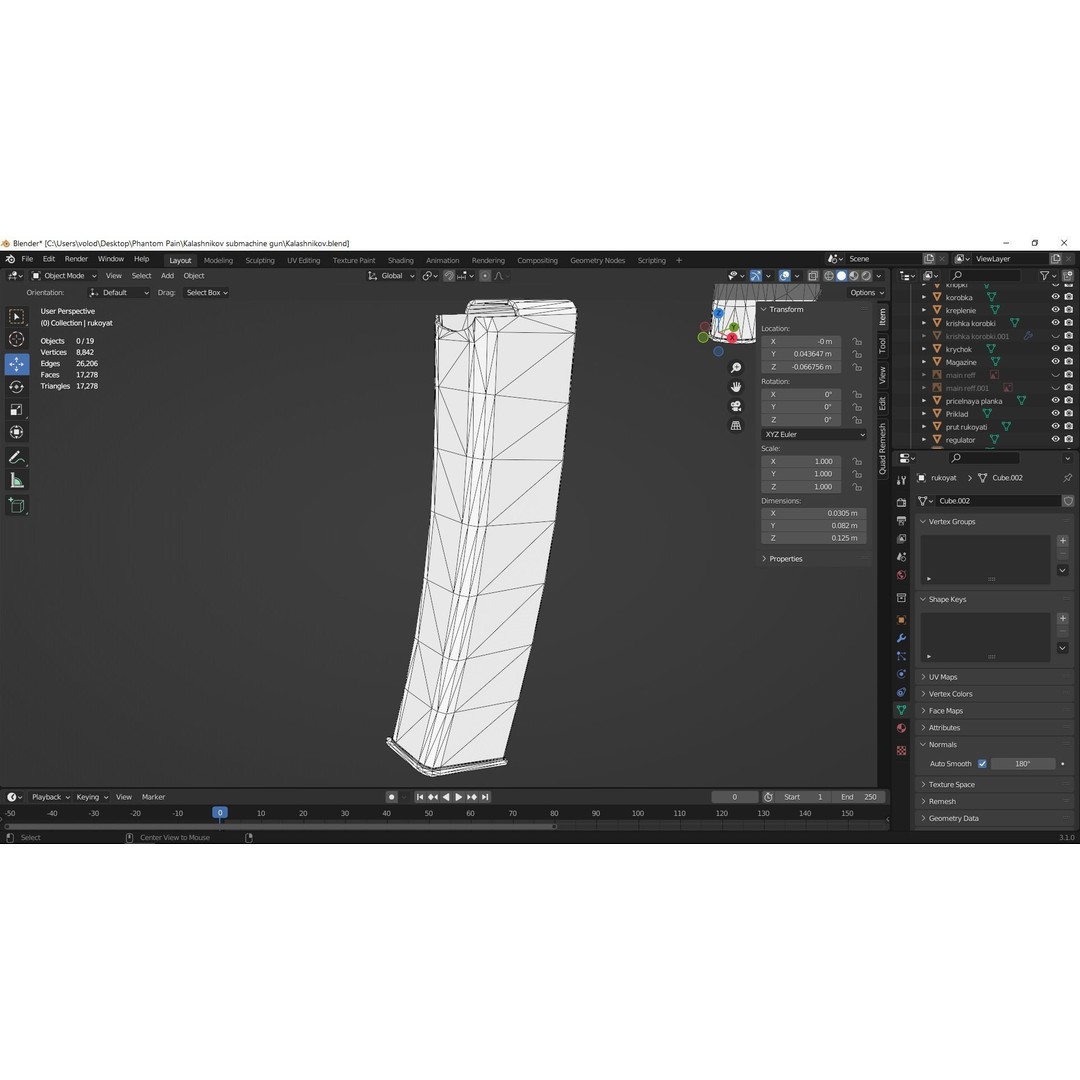 PPK 1942 Kalashnikov Submachine Gun 3D Model – Low Poly Game Asset, Blender - View 15