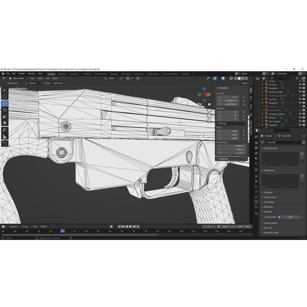 PPK 1942 Kalashnikov Submachine Gun 3D Model – Low Poly Game Asset, Blender - View 16