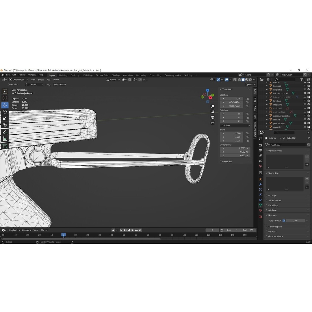 PPK 1942 Kalashnikov Submachine Gun 3D Model – Low Poly Game Asset, Blender - View 18