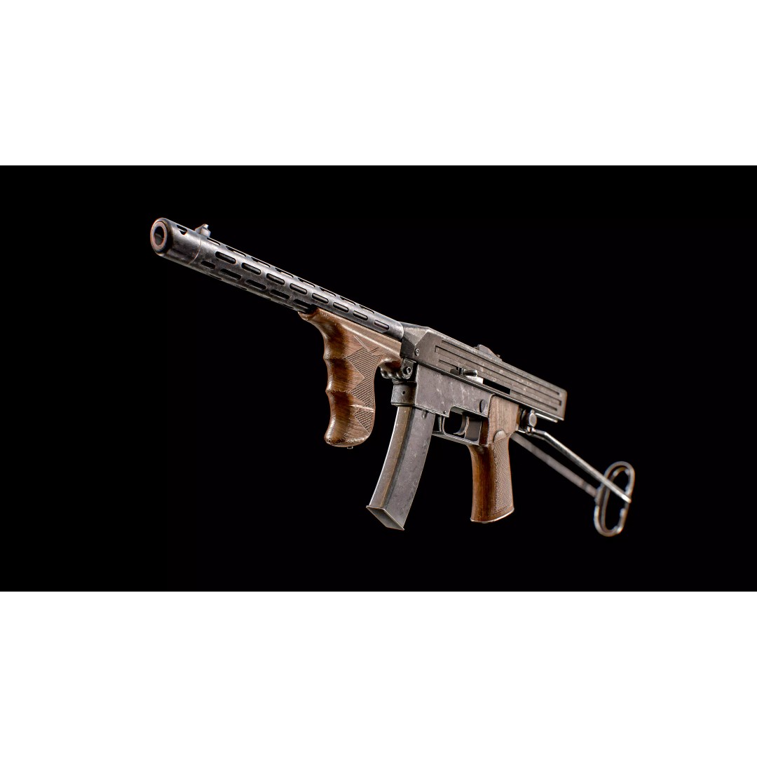PPK 1942 Kalashnikov Submachine Gun 3D Model – Low Poly Game Asset, Blender - View 2