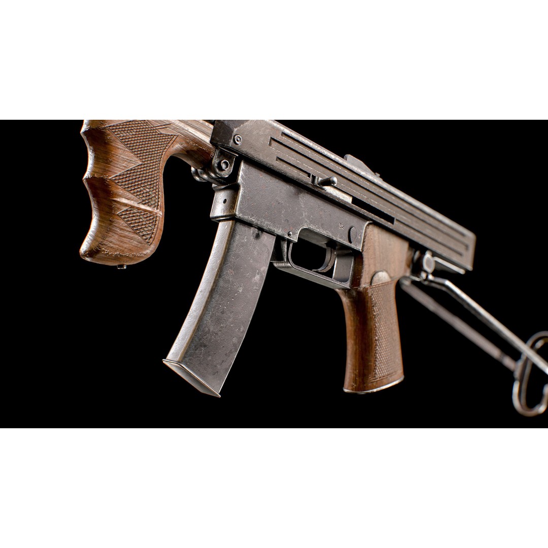 PPK 1942 Kalashnikov Submachine Gun 3D Model – Low Poly Game Asset, Blender - View 4