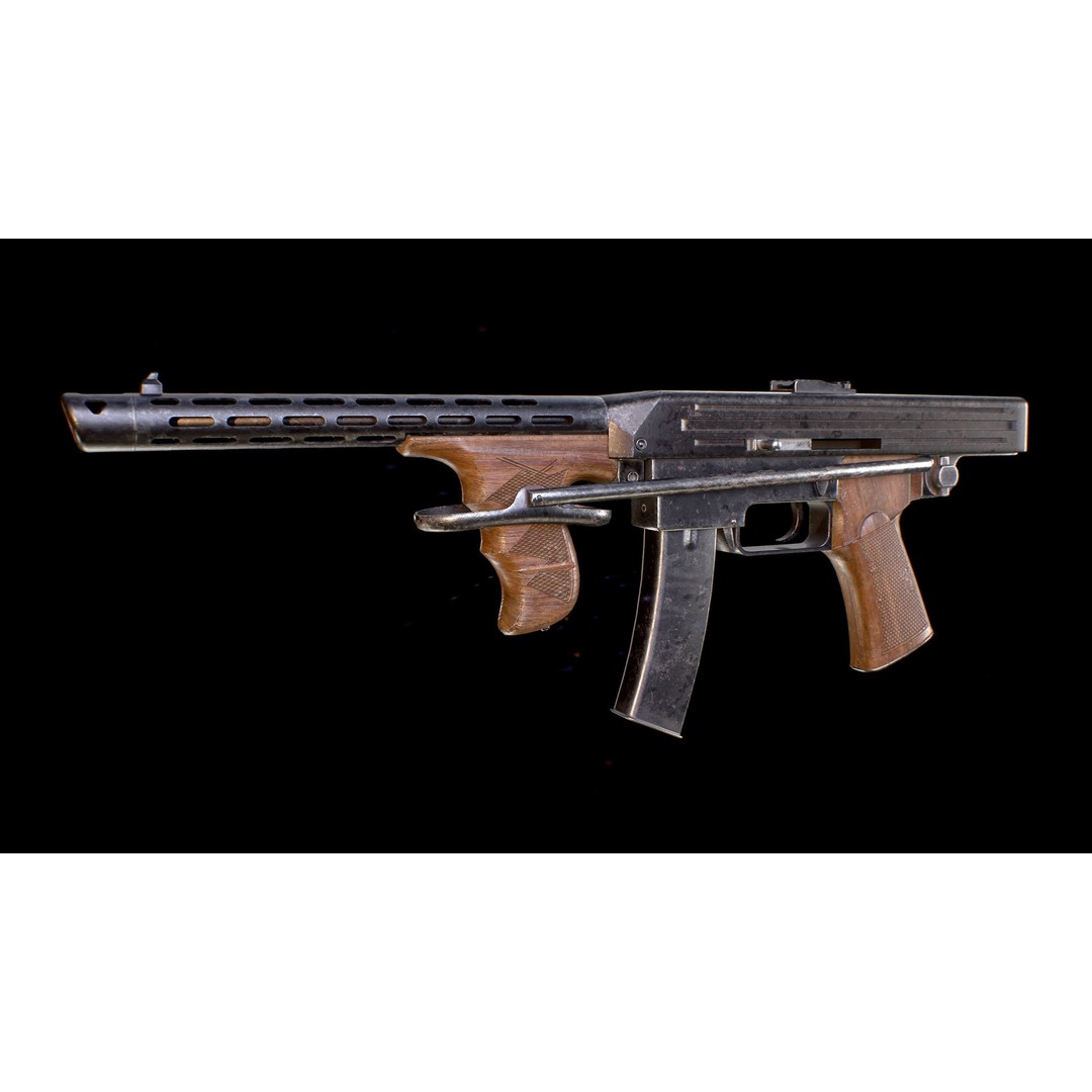 PPK 1942 Kalashnikov Submachine Gun 3D Model – Low Poly Game Asset, Blender - View 6