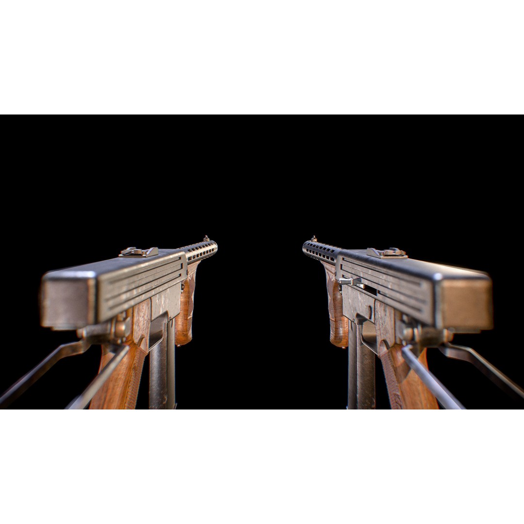 PPK 1942 Kalashnikov Submachine Gun 3D Model – Low Poly Game Asset, Blender - View 8