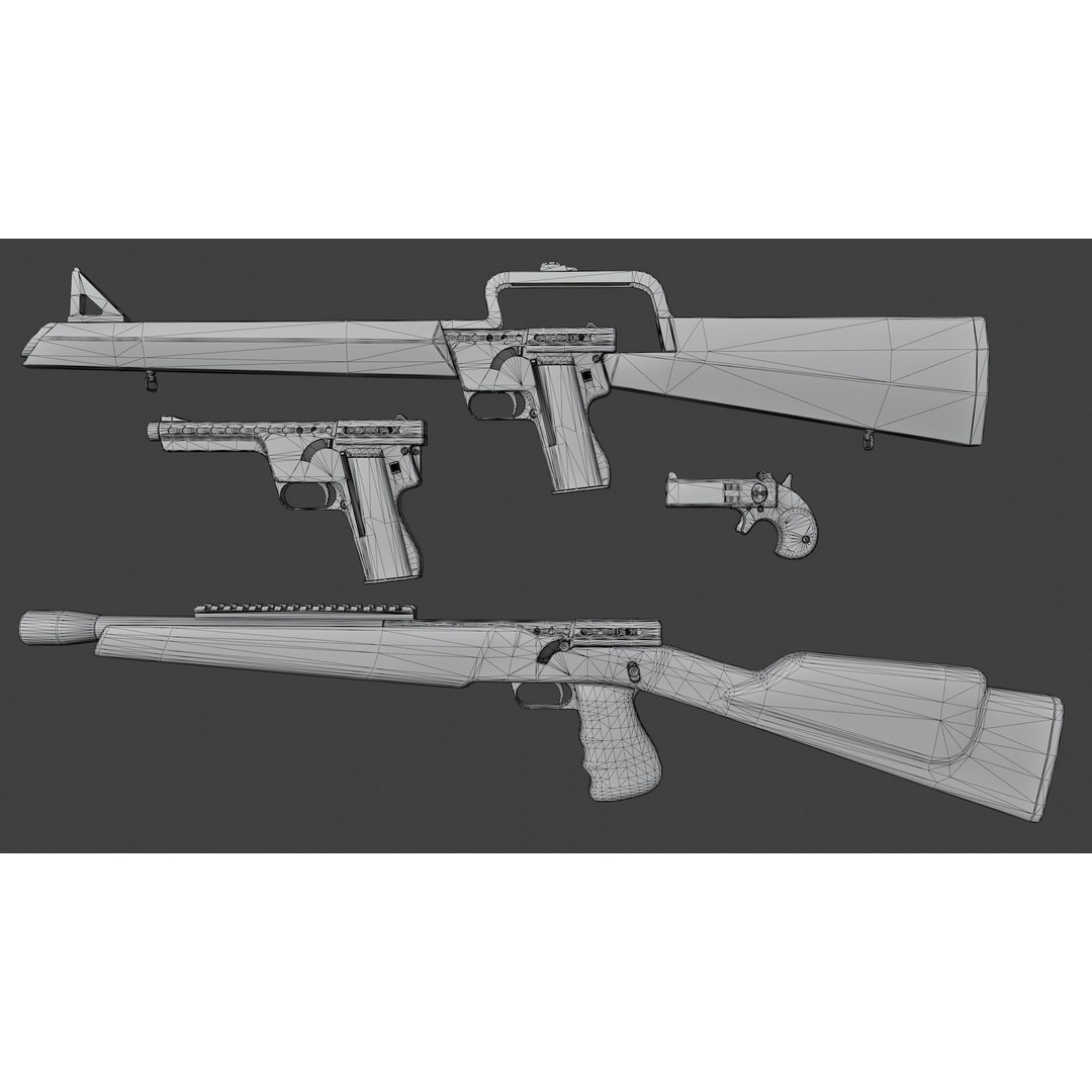 Gyrojet Weapons 3D Model – Low Poly Rigged Military Guns, FBX - View 18