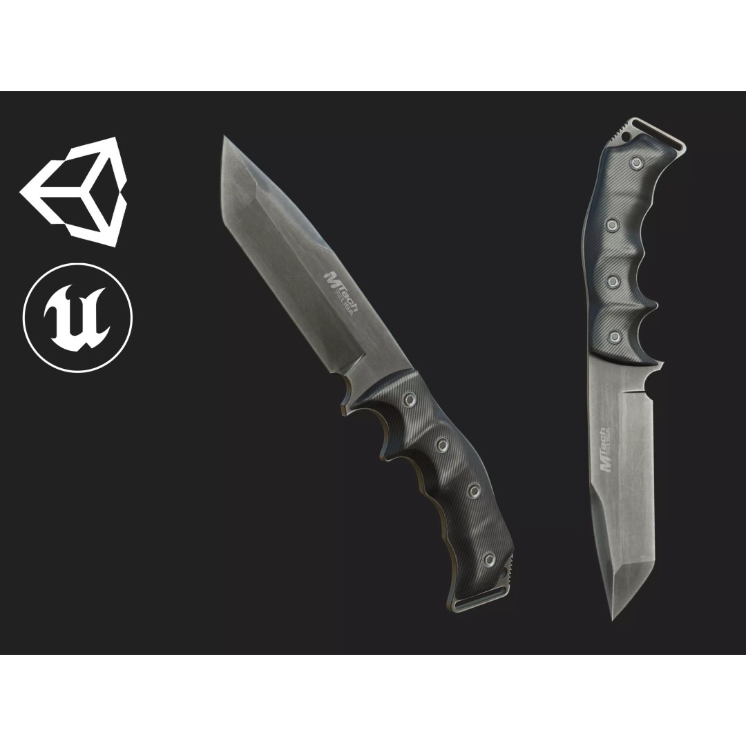 M-Tech Knife 3D Model – Low Poly PBR Game Ready Asset, FBX, Blender - View 2